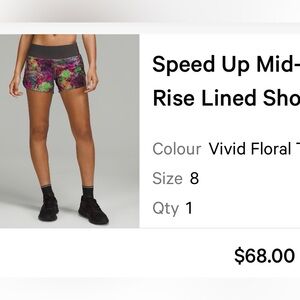 Lululemon speed up mid-rise short in multi colors
